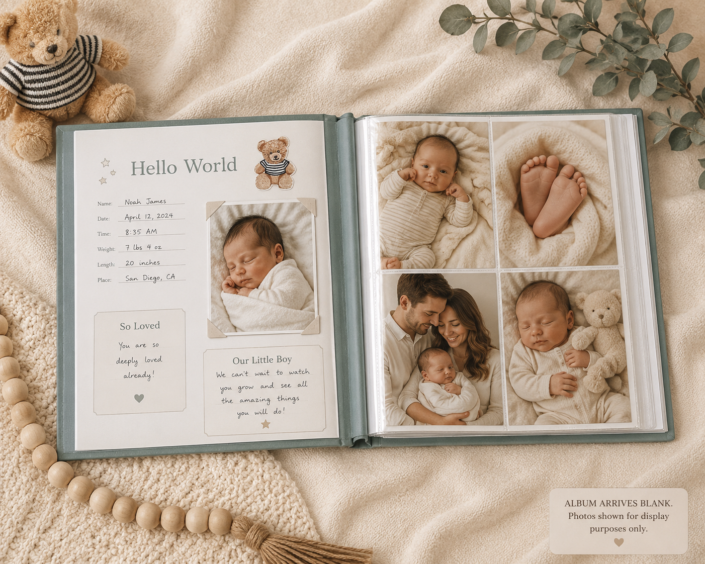 Personalized Baby Boy Scrapbook Album | 12x12 Memory Book